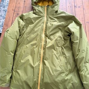 Outdoor Research Olive Ski Jacket with Yellow Accents